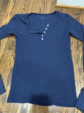 Navy Thermal Henley Long Sleeve Shirt